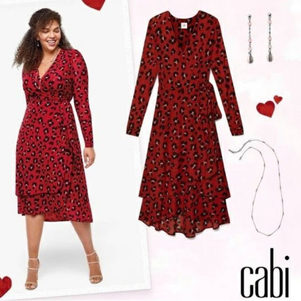 Cabi Red Leopard Wrap Dress Or Kimono